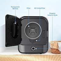 Vista 5 de TABU Secadora portátil de 2.6 pies cúbicos para lavandería, secadora de ropa portátil compacta de 110V con tambor de acero inoxidable y perilla