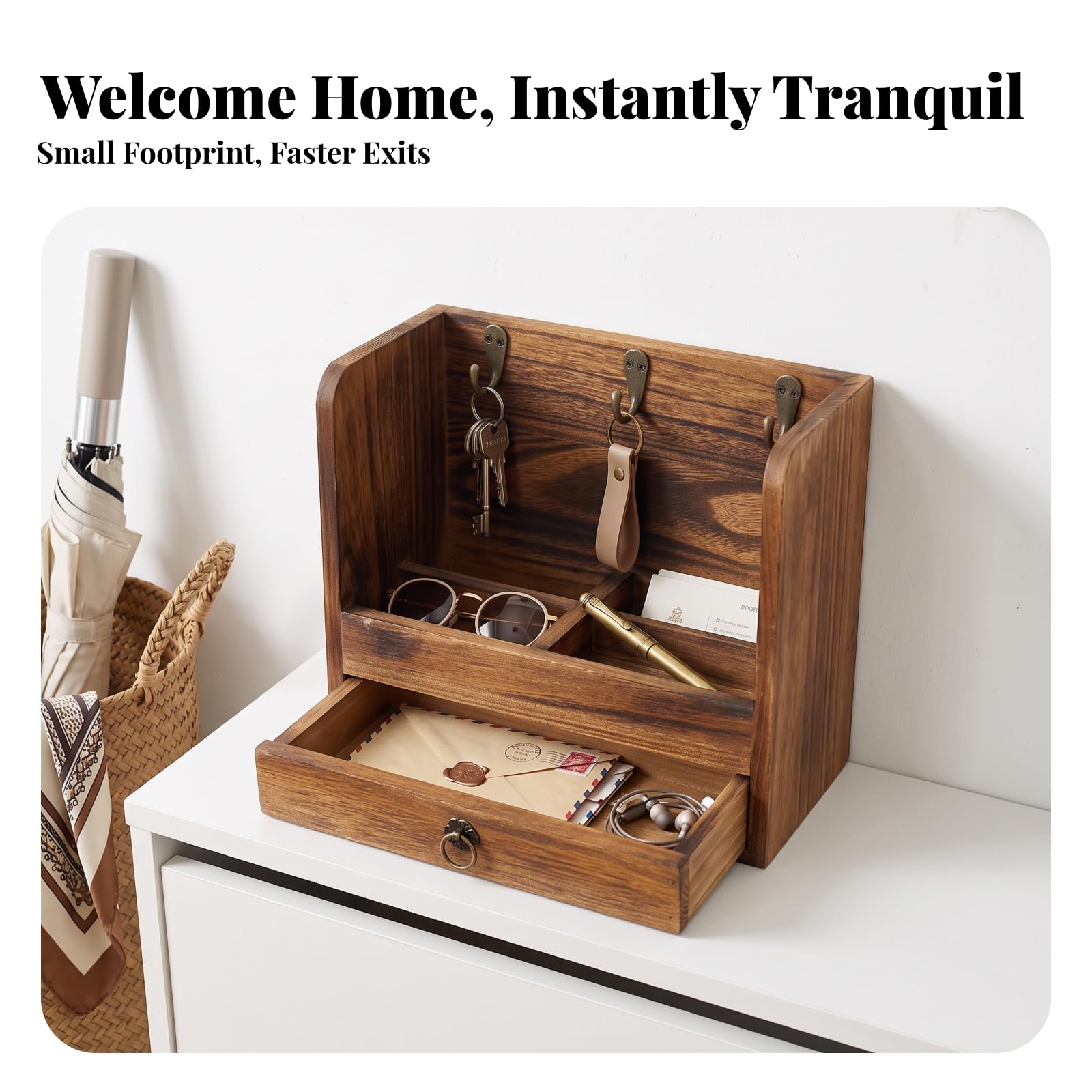 Svuotatasche con Ganci Stabile | Rustico, Durevole, oggetti con Ganci, per Ingresso, Scrivania