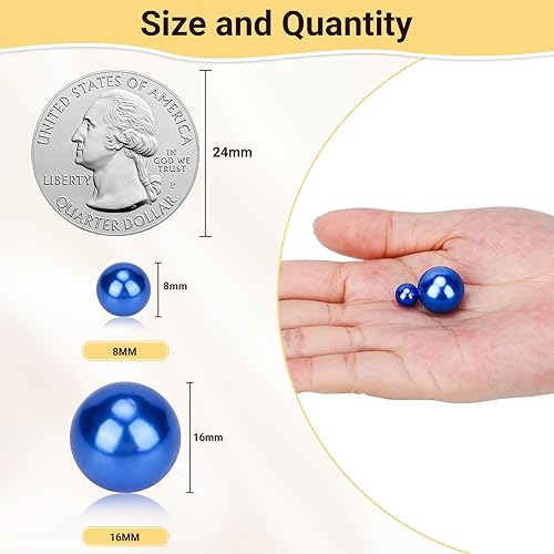 Vista 2 de Suream Cuentas de perlas de 0.31 pulgadas para rellenos de jarrón, 1300 perlas redondas para collares de joyería de bricolaje, dispersión de mesa