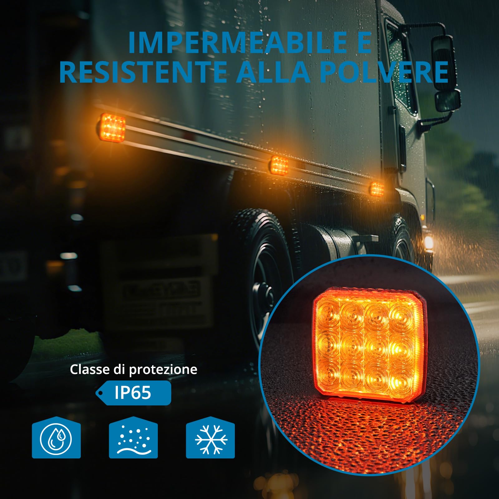AUTOUTLET 2 Pezzi 12 LED Luci di Emergenza Magnetiche Ricaricabili,IP65 Impermeabile e 18 Modalità Strobe,Luci Lampeggianti Senza Fili per Trattori Camion Agricoli,Conforme E9 E57,12V/24V