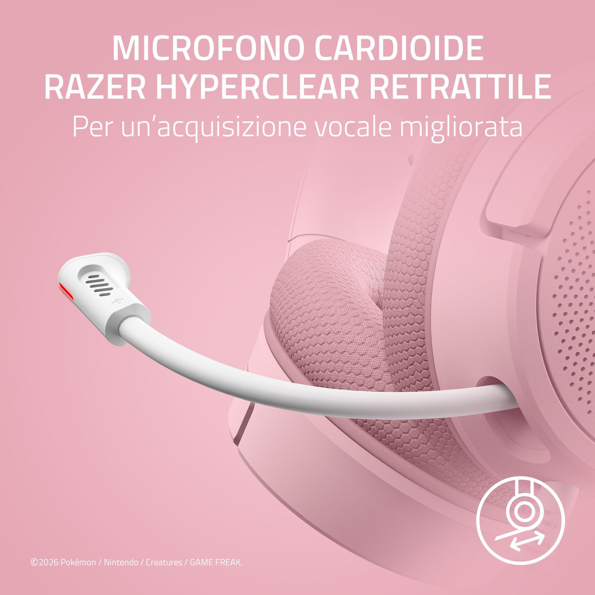 Razer Kraken V4 X Pokémon Pikachu & Eevee - Cuffie da gioco con cavo USB - Driver TriForce da 40 mm - Microfono cardioide retrattile - Audio surround - Chroma RGB