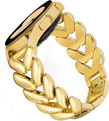 VISOOM Correas de reloj para Samsung Galaxy Watch 76542 de 1.575 in y 1.732 in, color dorado, para mujer, metal elegante de 0.787 in, Samsung Watch3