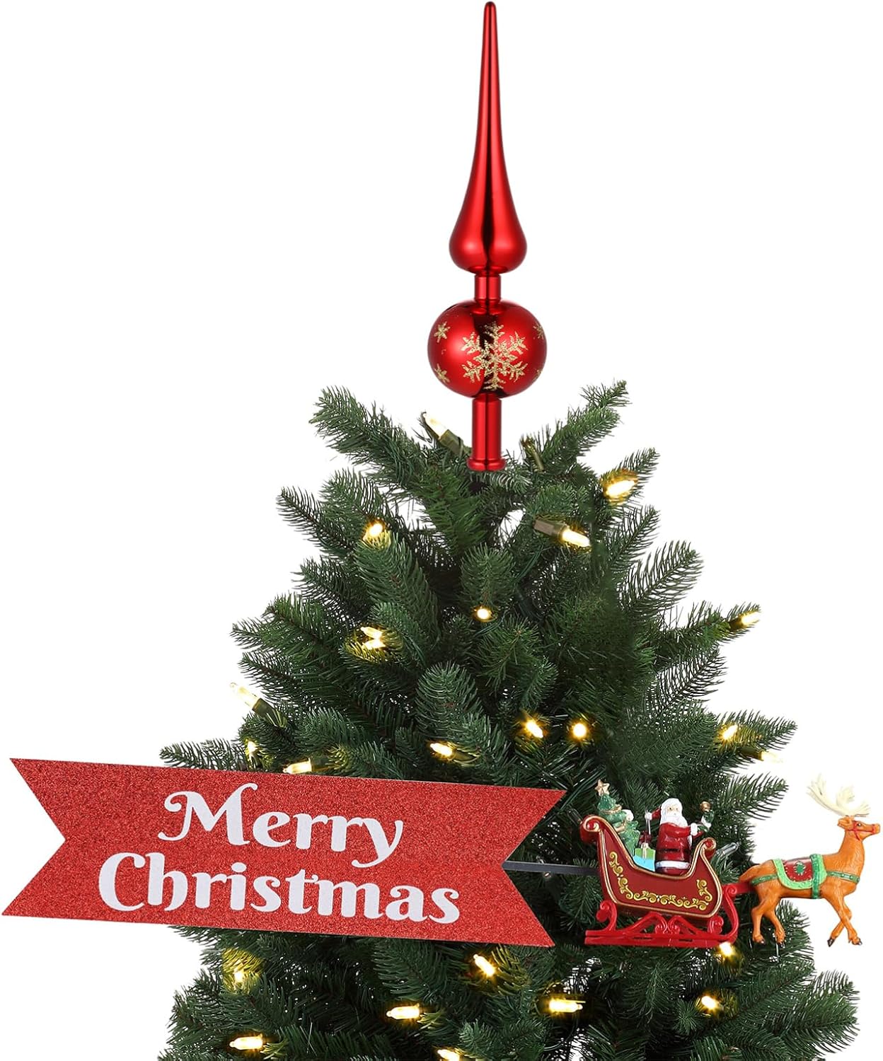 Homoyoyo 9pcs Creative Christmas Tree Topper Ornament and Star Treetop Decoration for Holiday Parties Easy to Install Material
