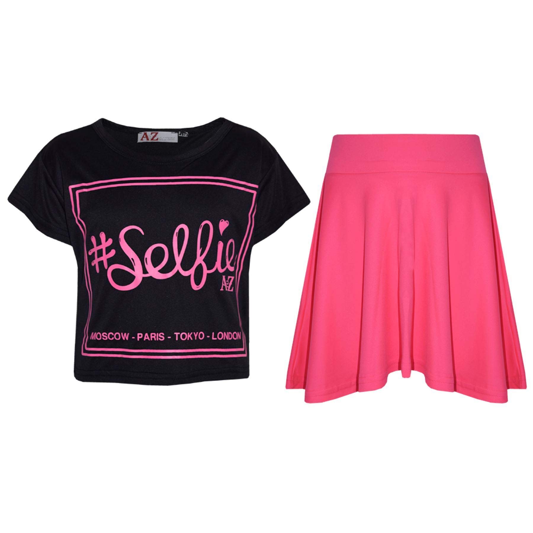 A2Z 4 Kids Girls Top Kids Selfie - New Crop Top #Selfie Skirt Black 13