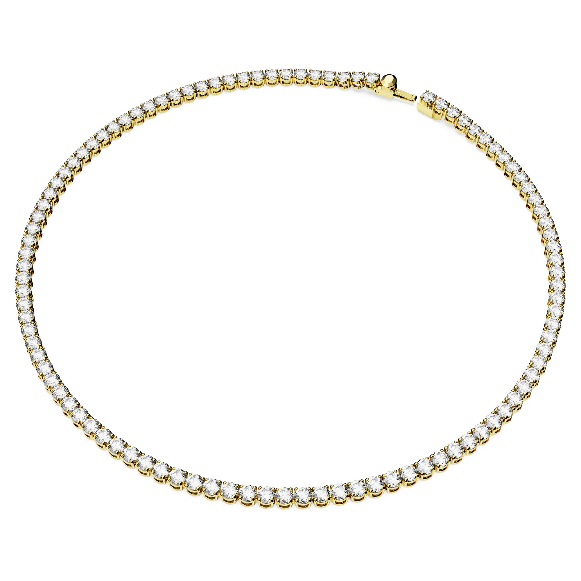 Swarovski Naszyjnik Matrix Tennis, Szlif okrągły, Biały, Powłoka w odcieniu złota