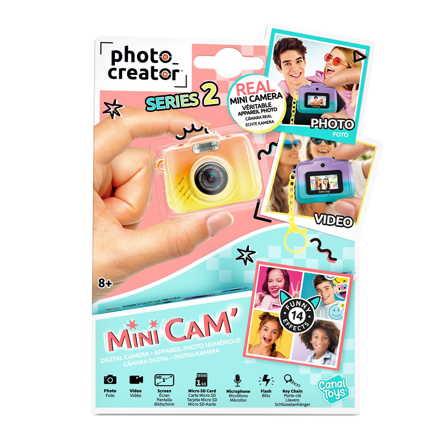 Canal Toys - Photo Creator - Mini macchina fotografica per bambini e video digitale - Mini fotocamera per creare souvenir - Regalo per bambini 8 anni+ -14 filtri- Flash+Micro - Formato Viaggio - CLK