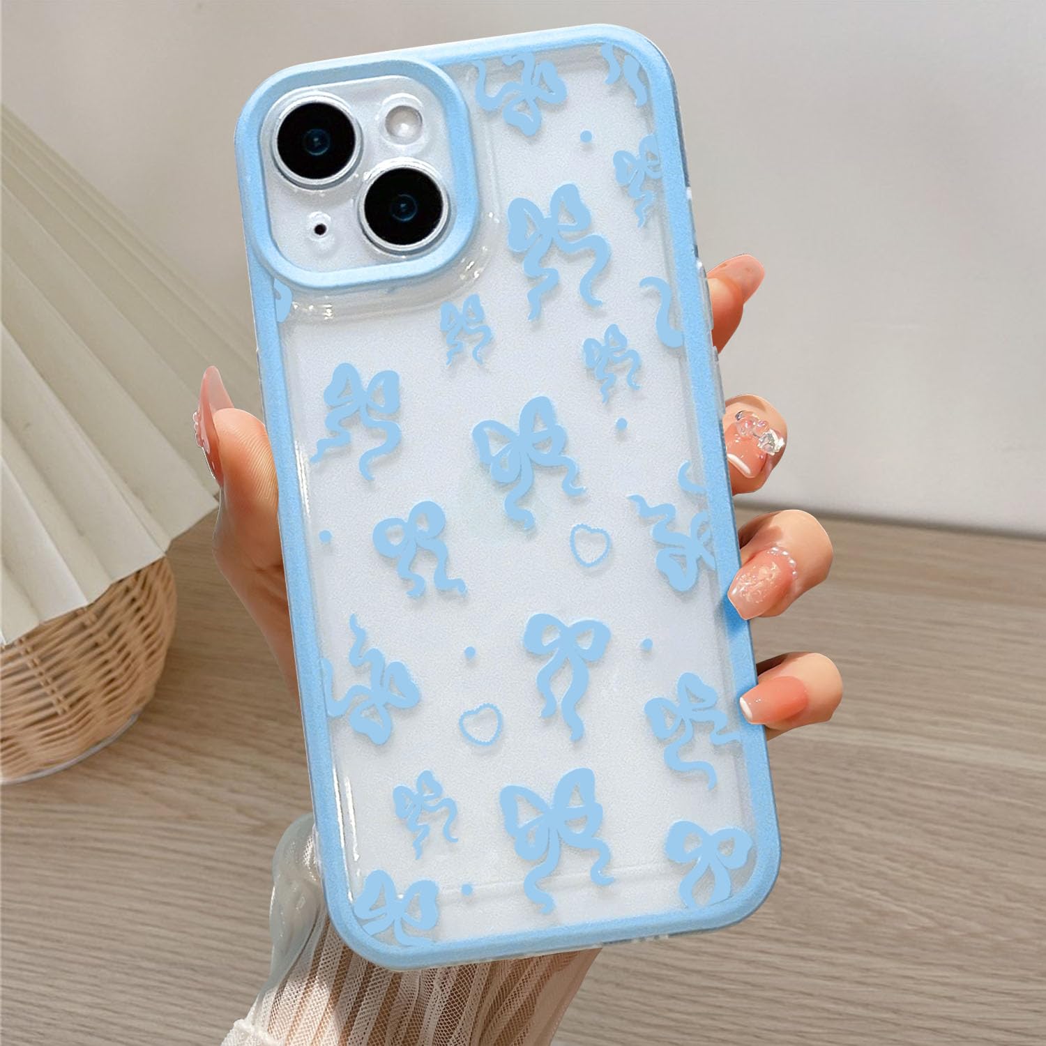 QLTYPRI for iPhone 13 Case, Clear Cute Ribbon Bow Phone Case Aesthetic Transparent Slim Soft Silicone TPU Bumper Shockproof Protective Phone Cover for