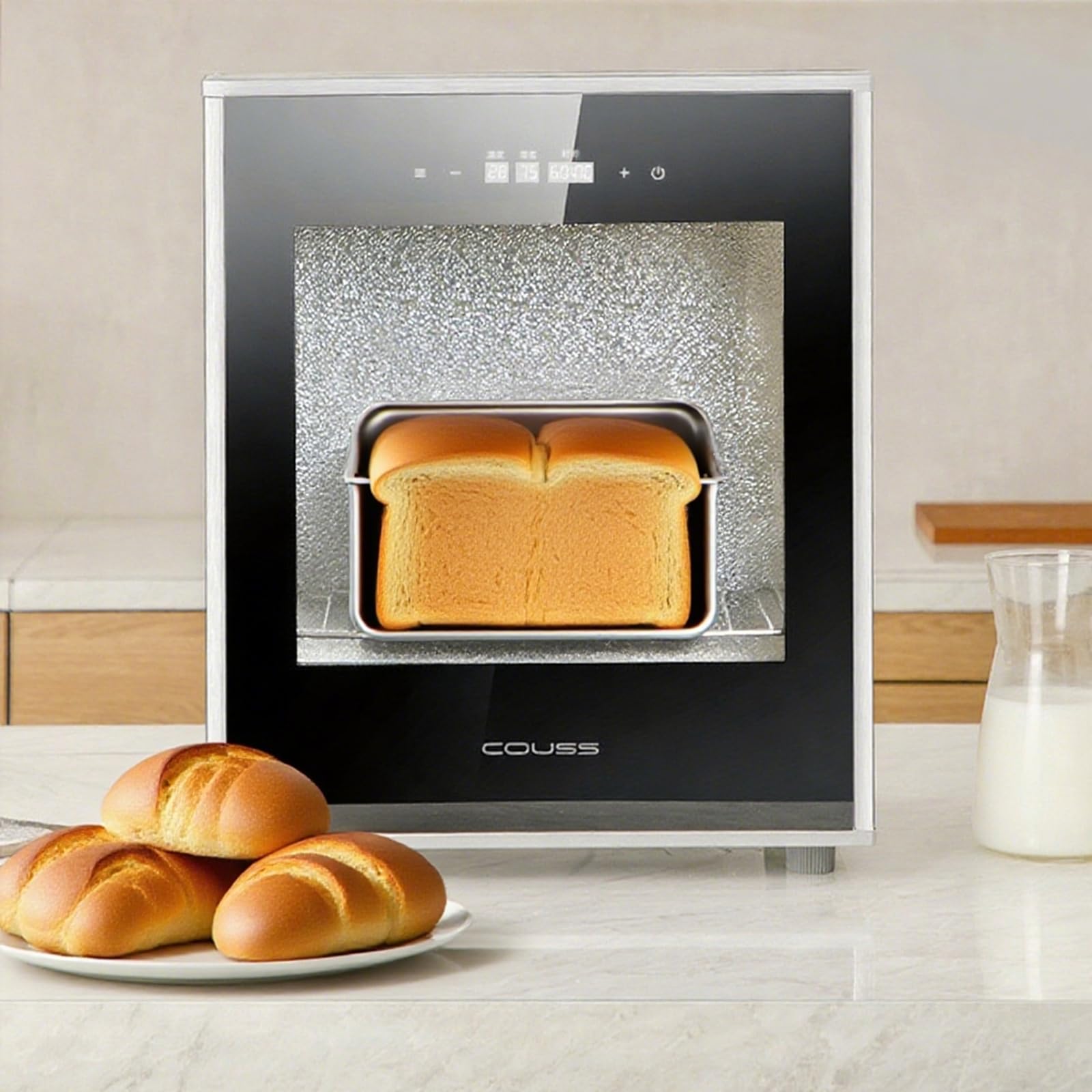 Caja a prueba de pan de 40 L, a prueba de pan de yogur de cocina con temperatura ajustable, a prueba de masa eléctrica extraíble, control de sincronización y humedad para fermentación uniforme (negro 7