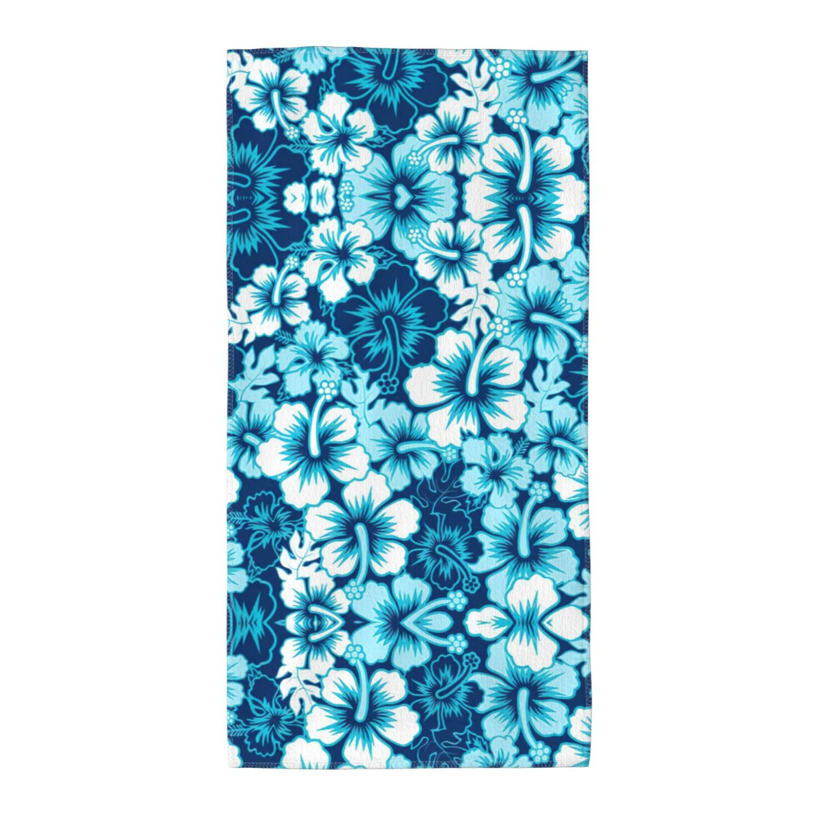 Blue Flower Soft Absorbent Long Towel For Gym Sports Picnic Leisure Use