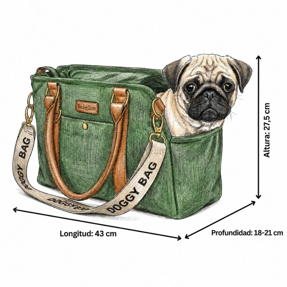 Bolso de Viaje para Perros y transportín Bandolera hasta 8 kg | Tails of Glory Jane Bag: bolsa de transporte para perros y gatos pequeños, práctica para paseos y viajes.