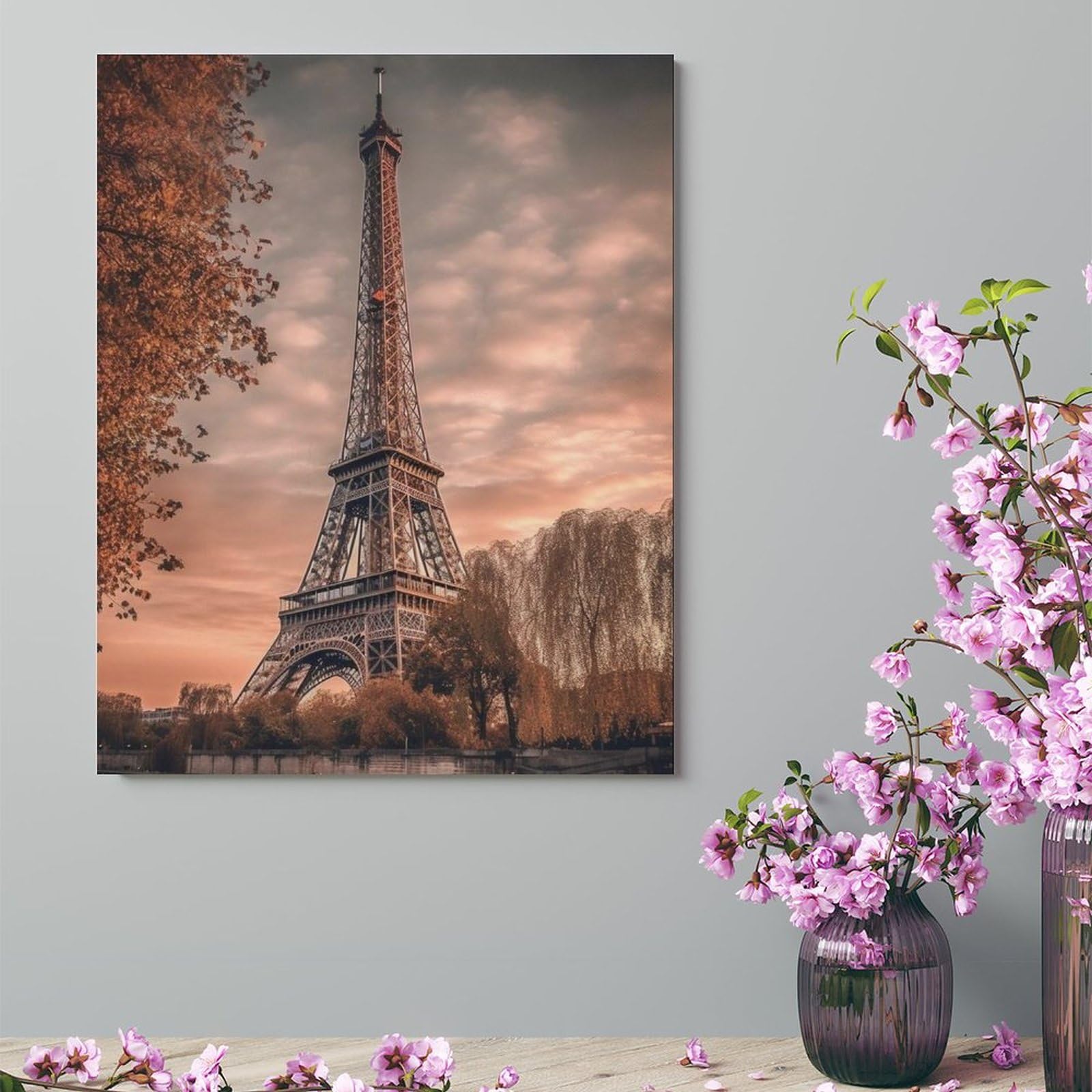 Amazon.co.jp: 絵画 夕焼けのパリ エッフェル塔インテリア 絵画