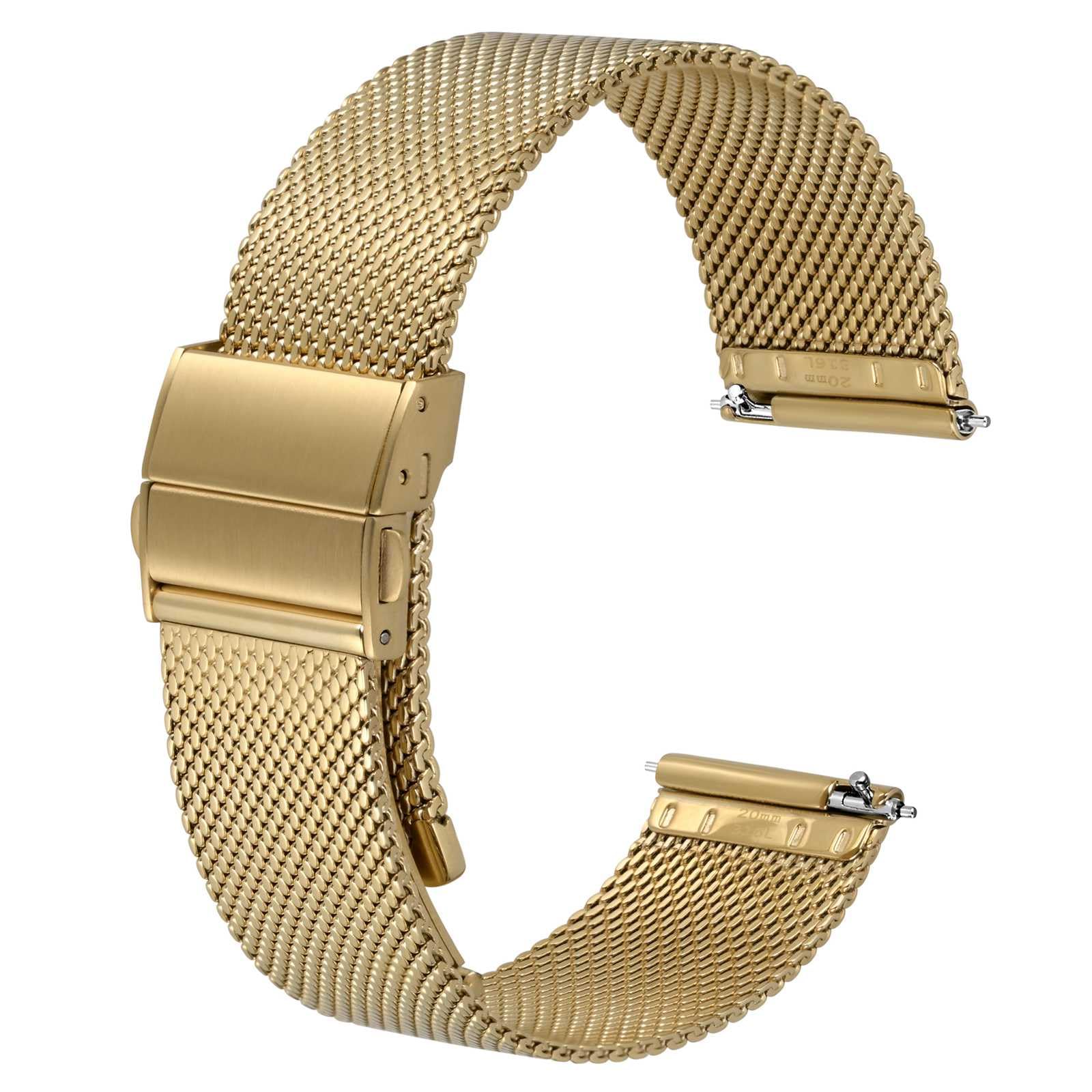 ANBEER Metallarmbänder,Edelstahl Mesh Armbänder 316L,Schnellverschluss Ersatzarmband für Damen und Herren,Faltschließe,14mm,16mm,18mm,20mm,22mm