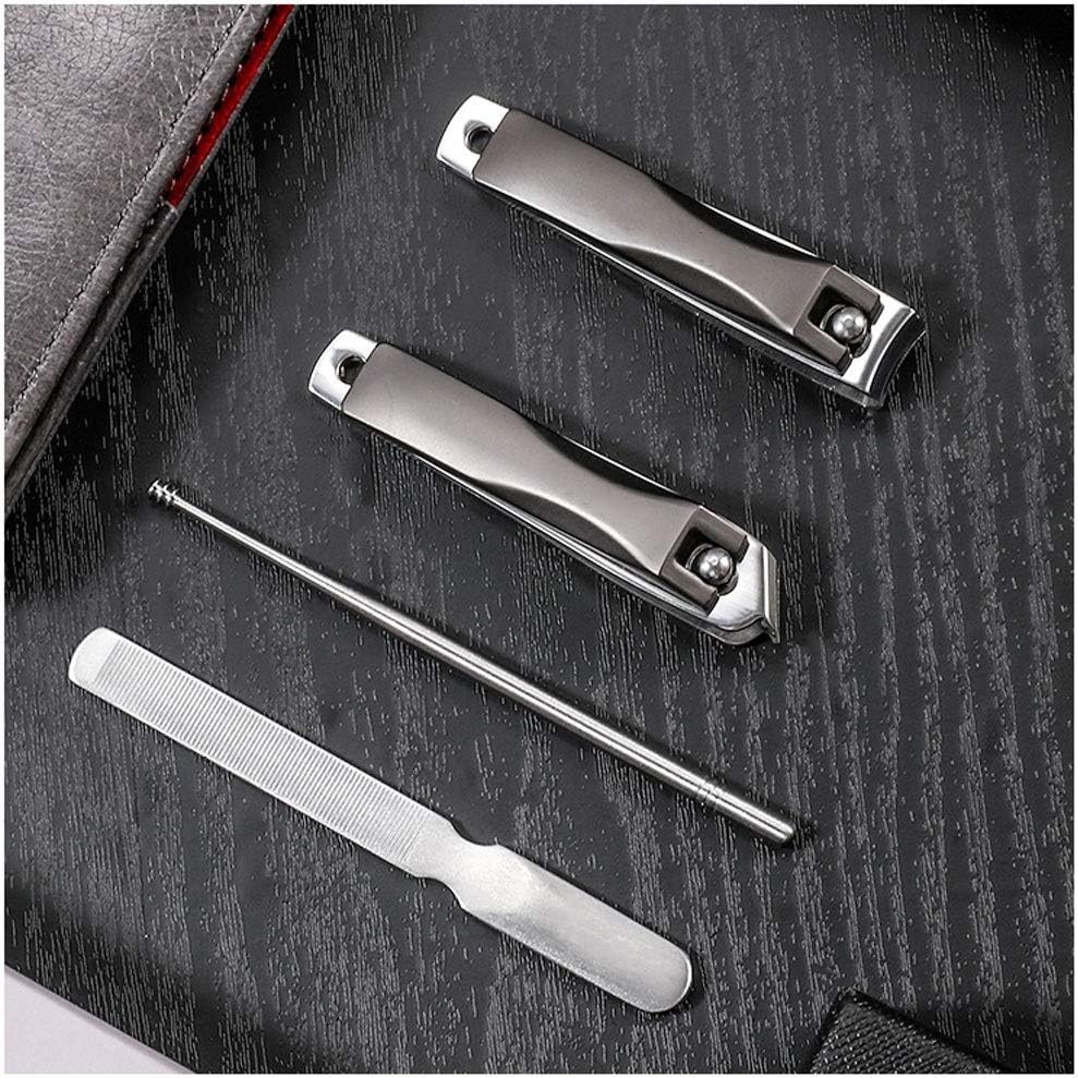 Manicure Set Grey Leather Nail Clippers Set Household Stainless Steel Nail 4 Piece Set Nail Tool Nail File Oblique Nail Clippers Nail Clippers Pedicure Kit