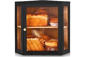 Double Layer Corner Bread Box for Kitchen Counter with Height-adjustable Partition