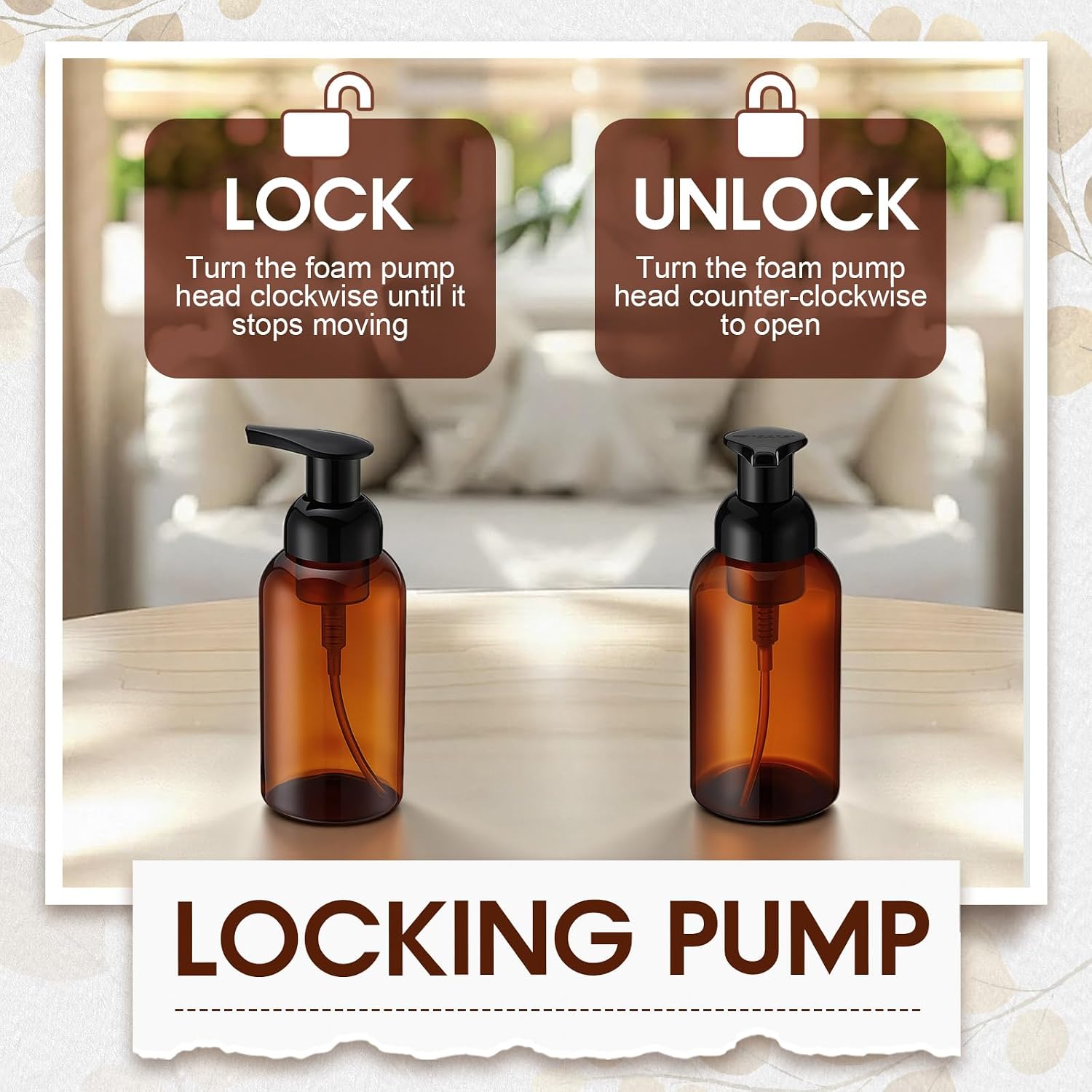 Uiifan 16 Pcs 10 oz Amber Foaming Soap Dispenser, Foam Pump Bottles image 4