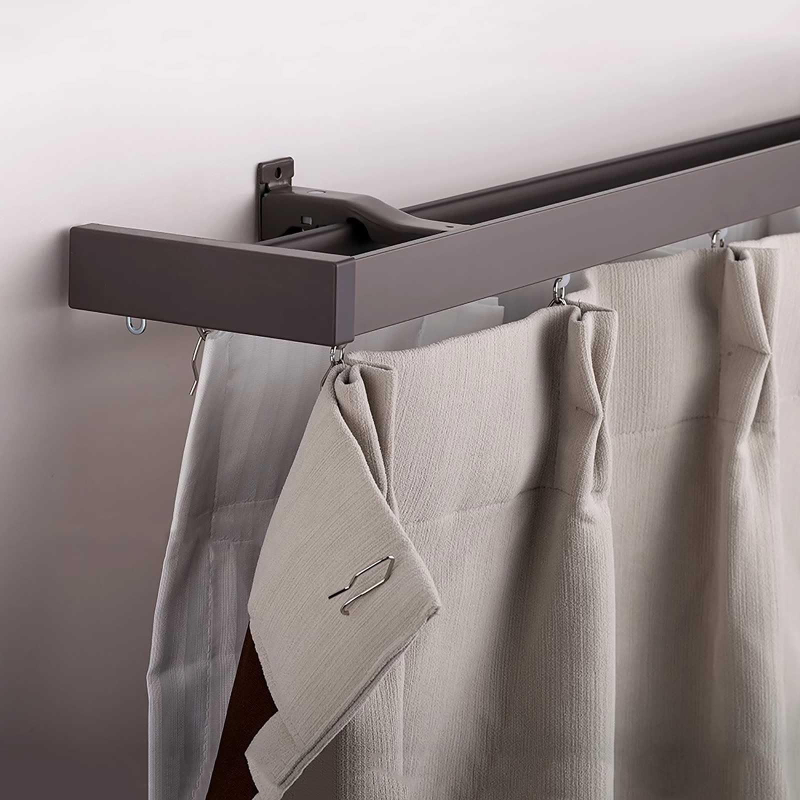 Sistema de riel de pared ajustable de 5,9 m para sala de estar y dormitorio, divisor de habitación versátil, fácil de instalar, color marrón h