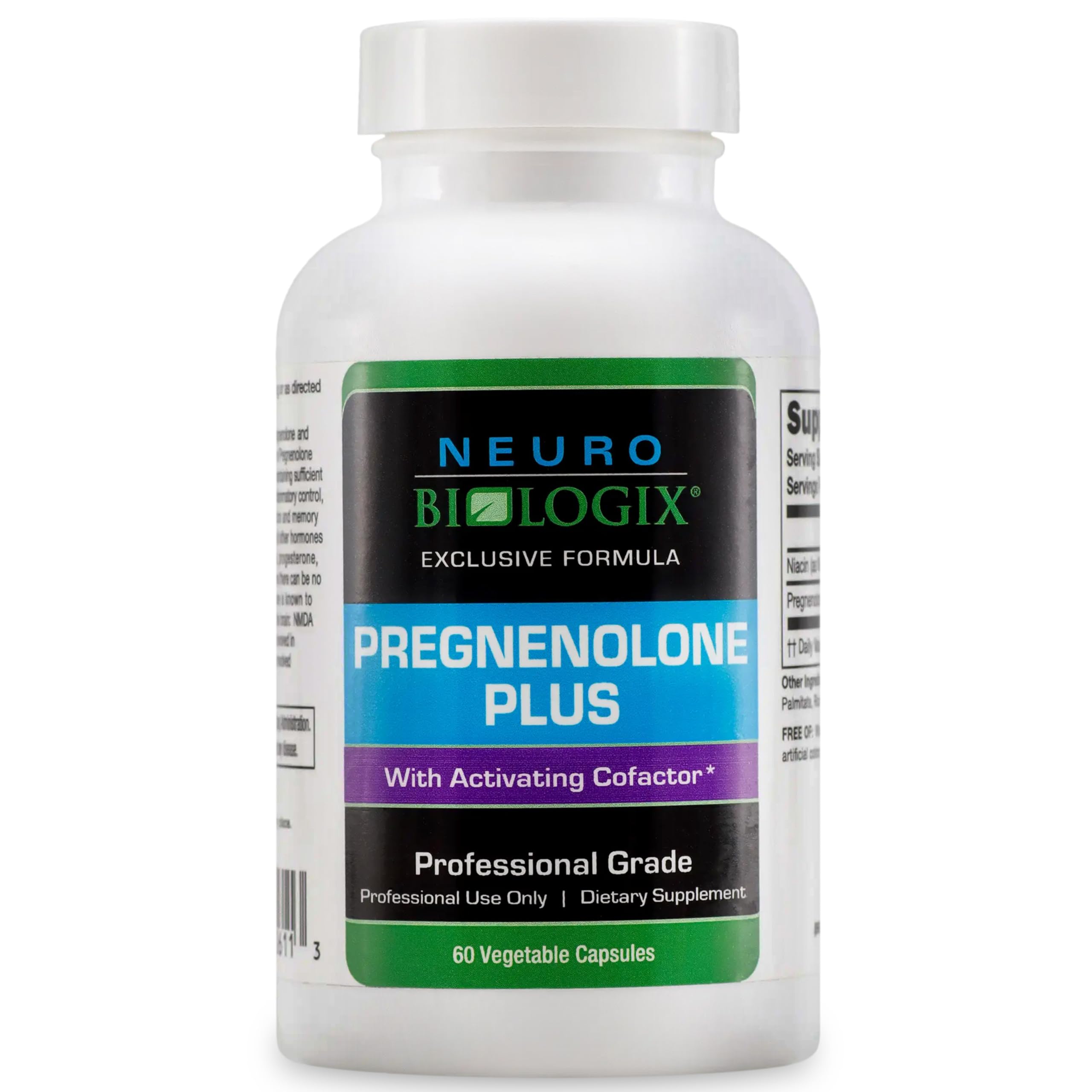 Neurobiologix Pregnenolone Plus, Pregnenolone Supplement for Hormone Support, Mood & Mental Clarity with Niacinamide, Wellness & Stress Balance 60 Capsules
