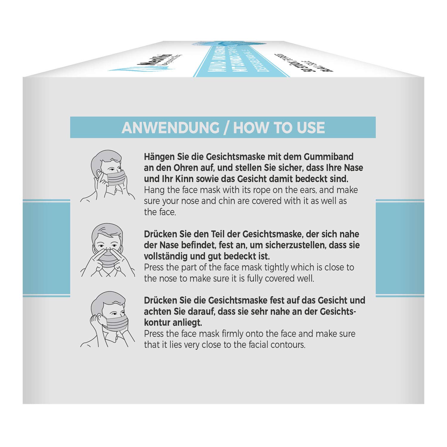 Mea Vita Mund- und Nasenmaske, 50er Pack, Einweg Maske, 3-lagig Gummizug