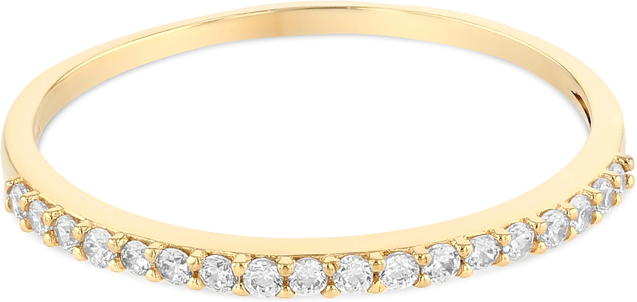 14K Solid Yellow, White OR Rose Gold 1.5MM CZ Women's Stackable Half Eternity Wedding Anniversary Ring Band