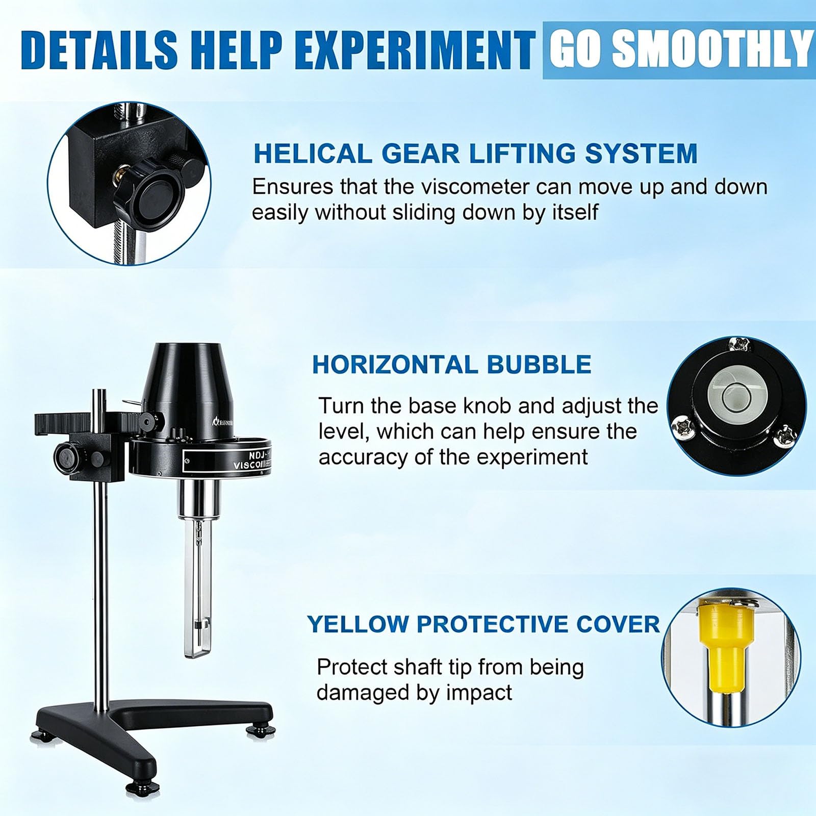 Viscosímetro Rotacional con 4 Rotores, Medidor De Viscosidad Rotacional De Laboratorio, Medidor De Fluidímetro De 10 a 100 000 Mpa·s, Viscosímetro Líquido Newton