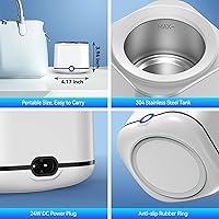 Vista 7 de Limpiador ultrasónico de retenedores, máquina limpiadora de retenedores de 48 kHz para dentaduras, protector bucal, brackets, protector nocturno