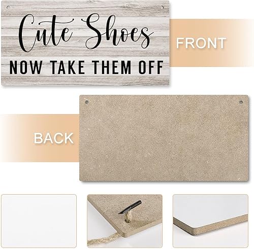 Miniatura 5 de Placa colgante de madera con diseño de zapatos lindos con texto en inglés "Take Them Off", letrero de bienvenida de madera de granja, letrero