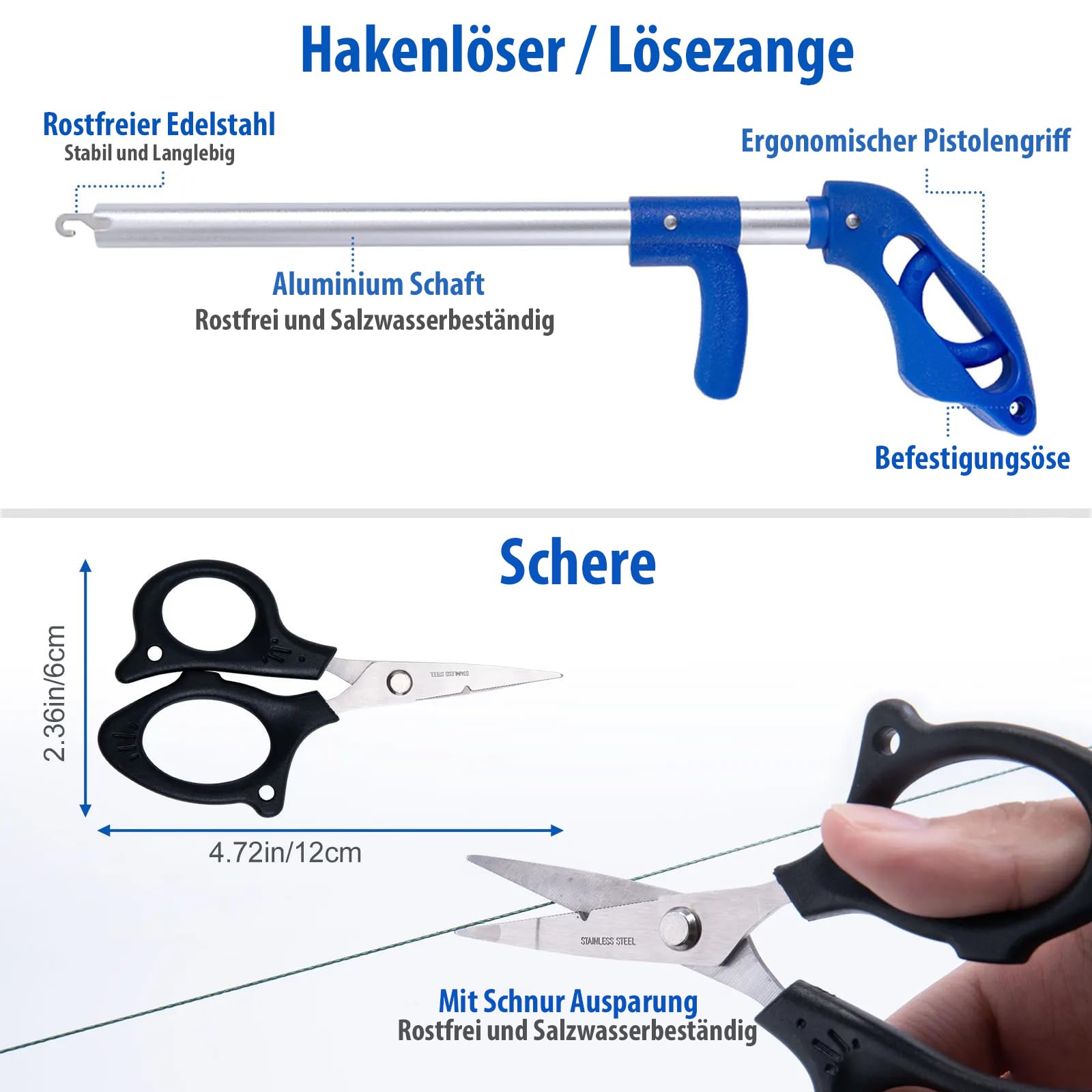 Angelset Komplett für Einsteiger & Profis Multifunktionale Angelbox mit Filiermesser, Maßband, Hakenlöser, Fischgreifer, Schere, Multizange & Schneidebrett Perfektes Fischen Set & Angelkoffer Zubehör
