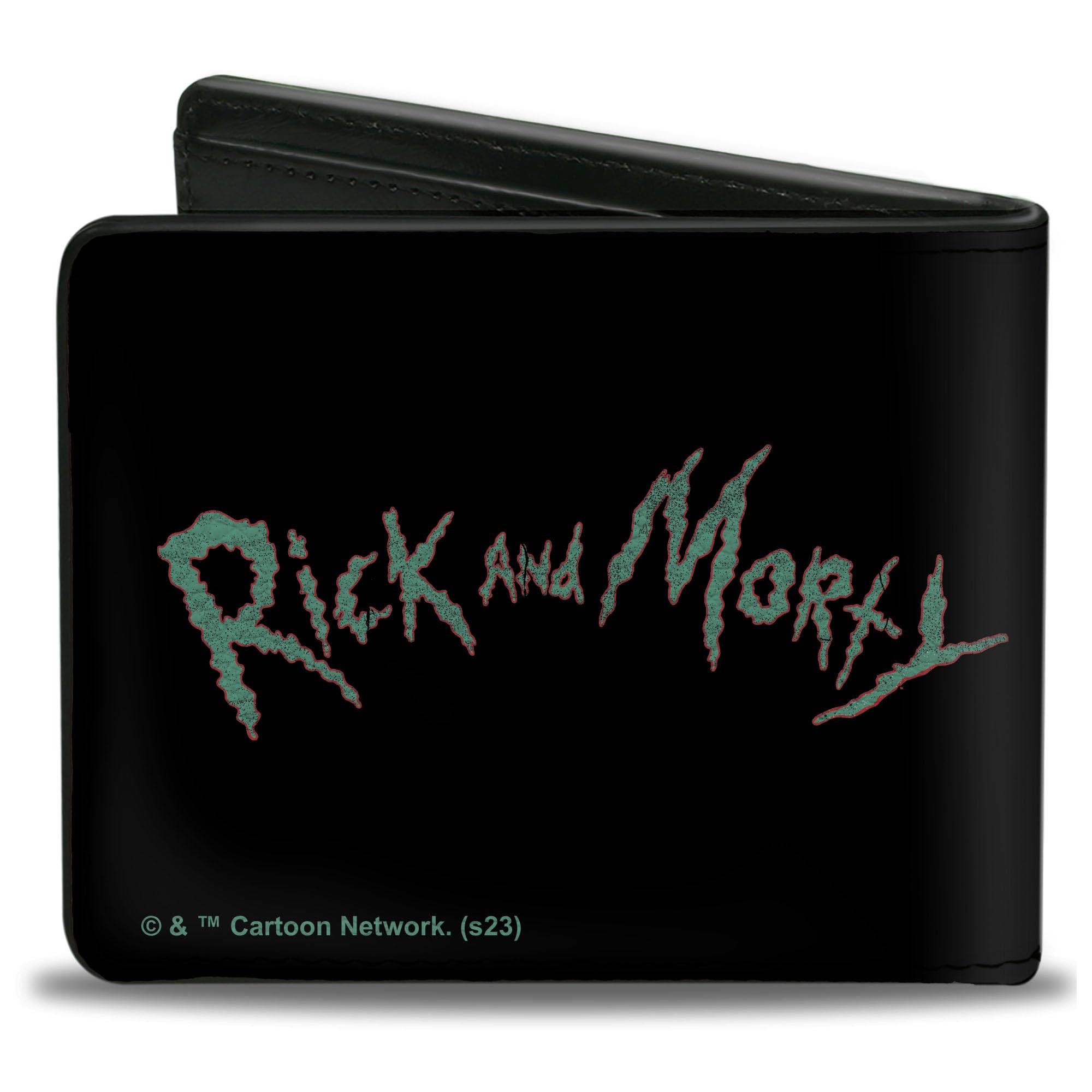 Rick and Morty Wallet, Bifold, Rick and Morty Psychedelic Monster Pose Black Orange Green, Vegan Leather