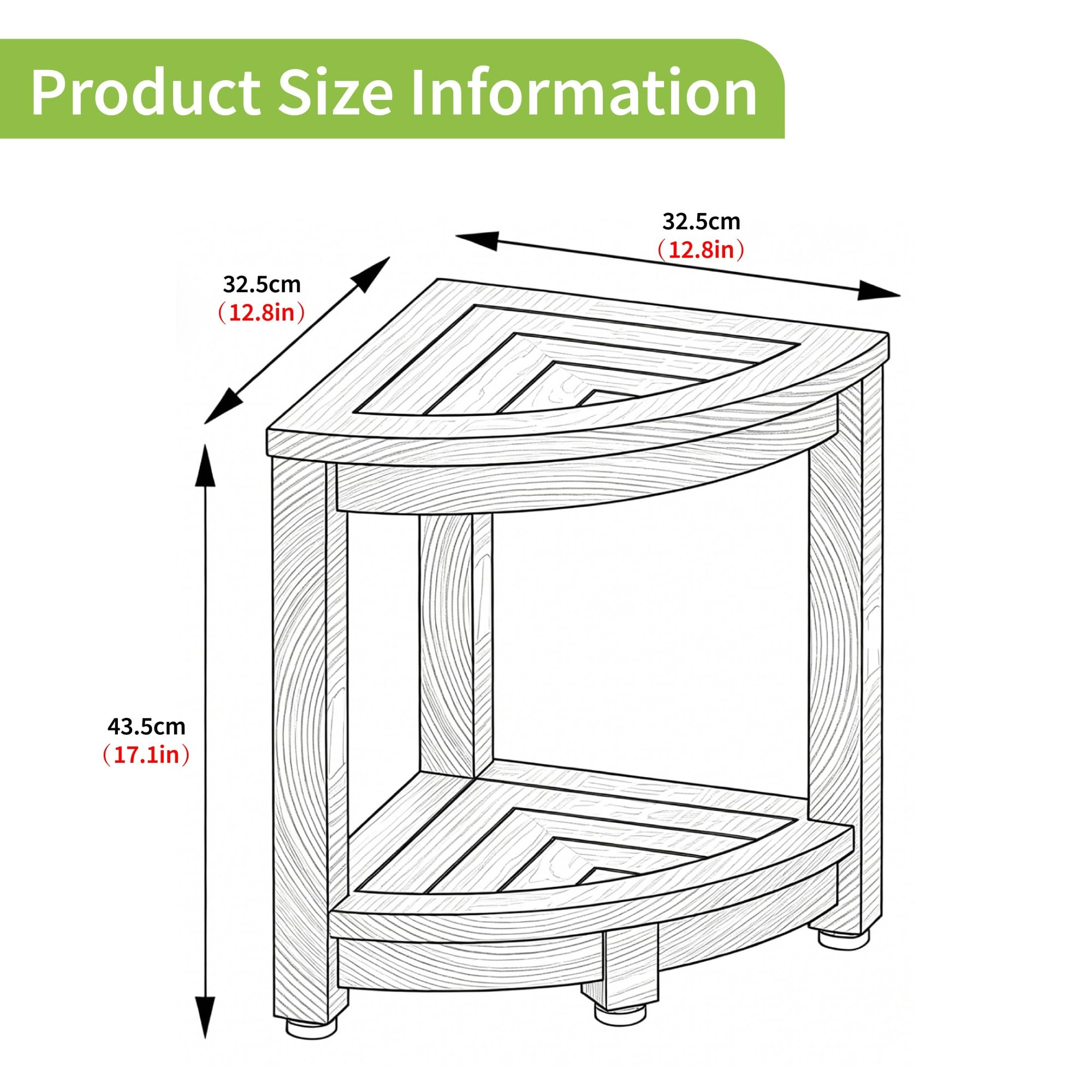 Taburete Esquina for Ducha, con Estante Almacenamiento y Reposapiés; Banco Compacto for Ducha; Silla De Baño Spa for Baño, Asiento u Organizador for Sala(Black)