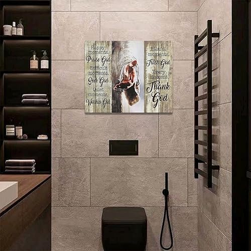 Vista 48 de Póster en lienzo con imágenes de Jesús, león y cordero, impresión en lienzo con texto en inglés "God Bible Christian Religios" para pared, pintura