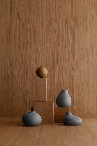 Vista 2 de blomus Nona - Juego de 3 mini jarrones de porcelana color peltre peltre (carbón)