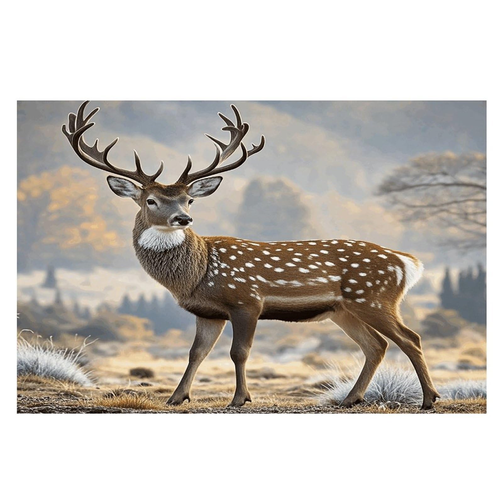 Deer Pattern Placemats Wipeable Heat Resistant Table Mats Washable Flax Place Mats Elegant Cloth Non-Slip Placemat for Kitchen Dinning Party Table Decor 12 * 18 in