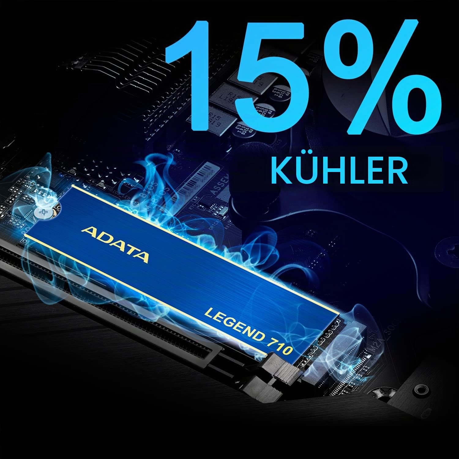 ADATA SSD Legend 710 M.2 1TB PCIe Gen3x4 2280 (2.400/1.800MB), Unterstützt NVMe 1.4, LDPC- und AES-256-Bit-Verschlüsselung, Schwarz