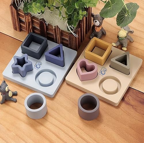 Rompecabezas clasificador de formas de silicona para niños pequeños de 6 a 24 meses, juguete educativo Montessori, mejora el reconocimiento de color