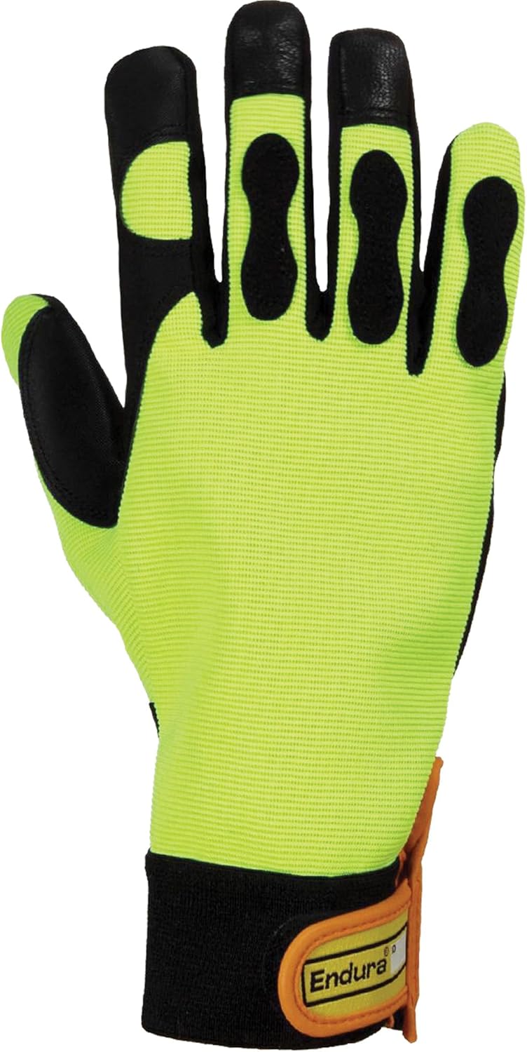 Superior Glove Chainsaw Gloves - Cut Resistant with Hi-Viz Yellow Work 385CS (Pack of 1 Pair)