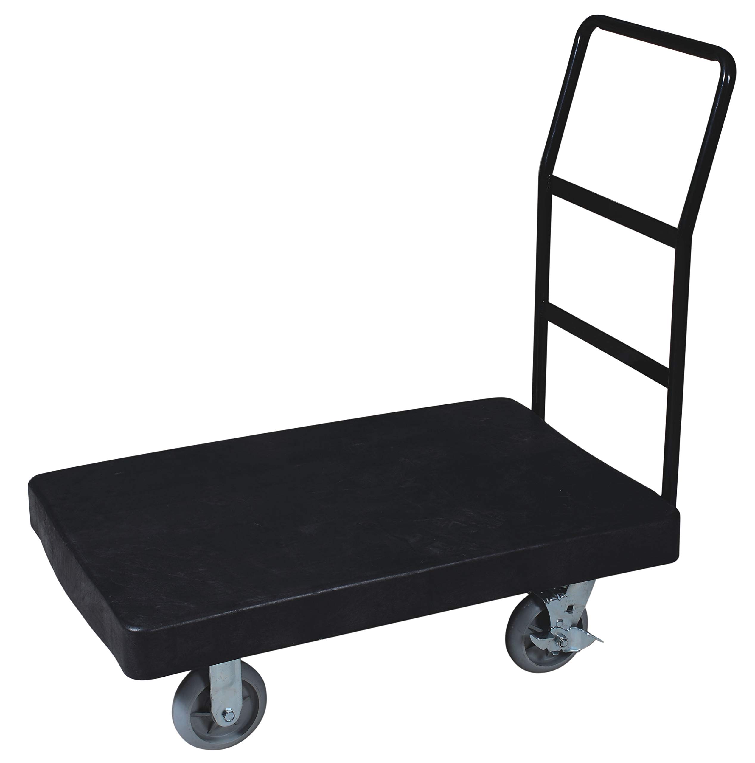 Chiner Carro de Plataforma Robusta con Asa Fija | Polietileno resistente, 2 ruedas fijas y 2 giratorias con freno, 150 kg, 100 x 60 x 98 cm