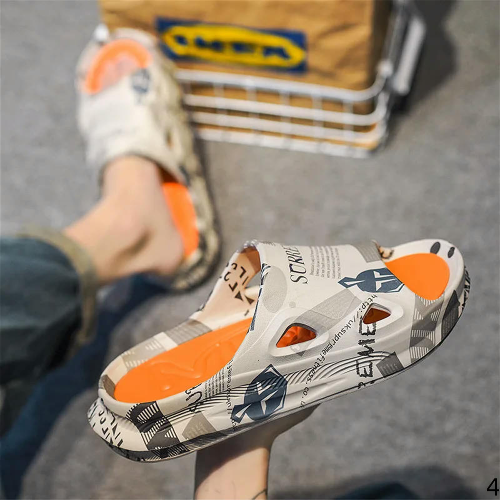 Ciabatte Uomo Moda Uomini Pantofole Stampa Diapositive Maschio Scarpe Estive Suola Spessa Comoda Casa All'aperto
