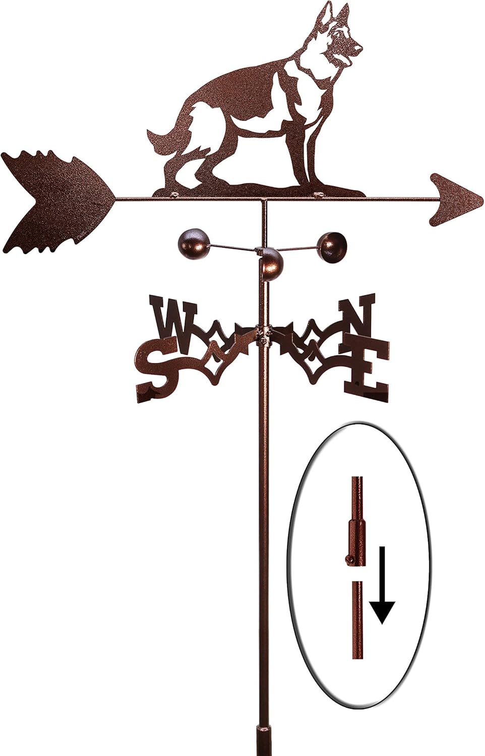 Hand Made German Shepherd Dog Garden Stake Weathervane ~New~