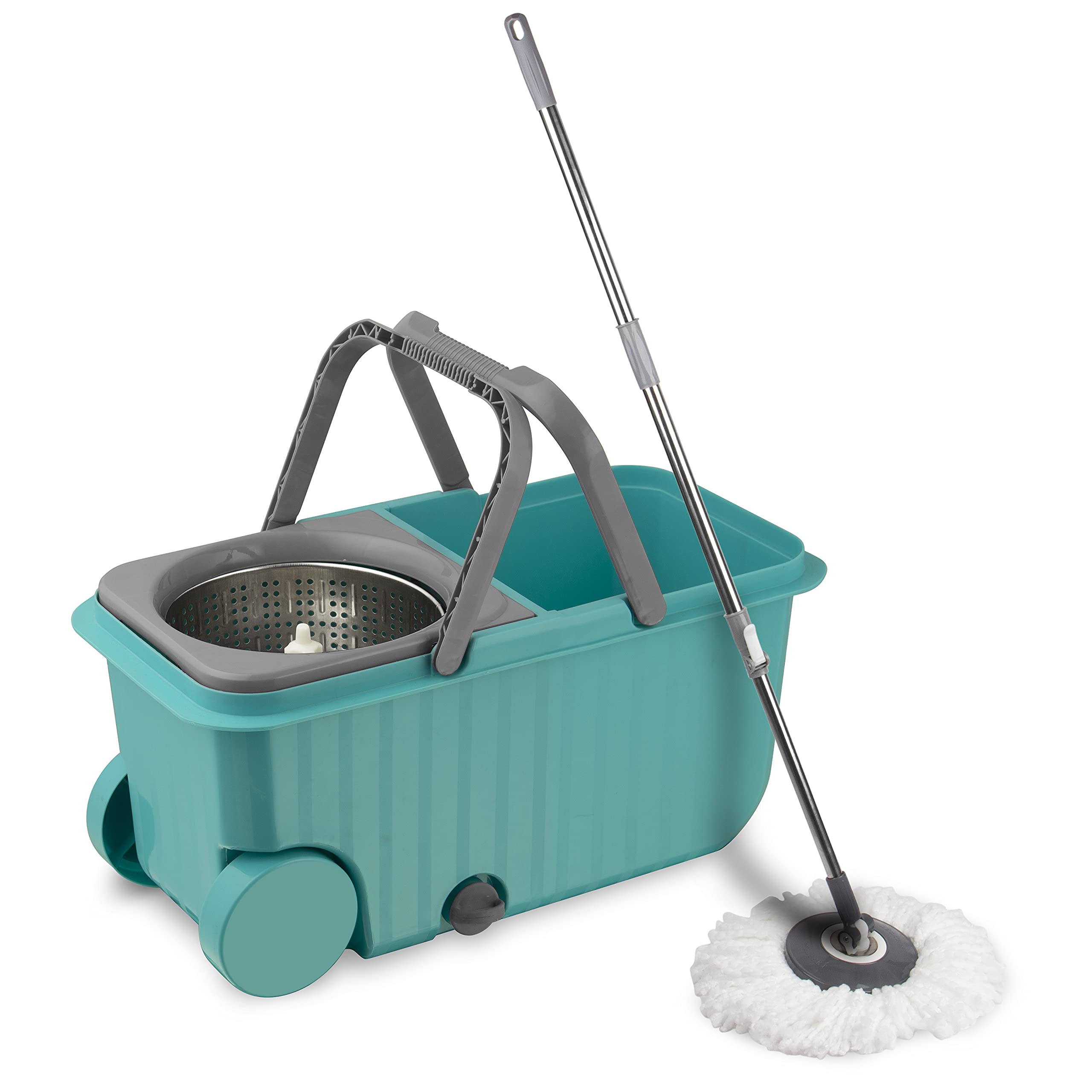 Buy Bellavie Dual Mop Bucket(Steel Wringer) Wheels, Microfiber Mop with