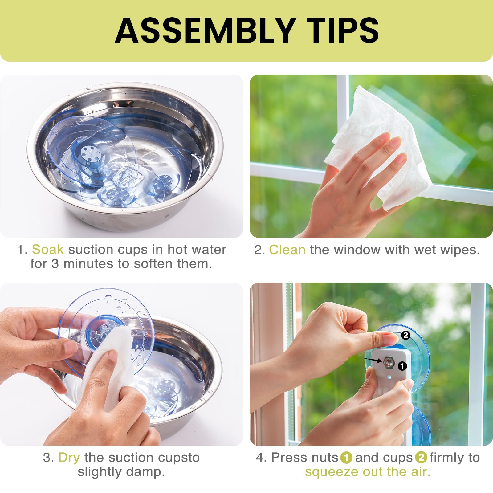 MEWOOFUN Großes Katzen Hängematte für Fenster mit Abnehmbarem Dickem Bezug - Stabil mit 4 Starken Saugnäpfen, hält 18kg (Weiß, L)