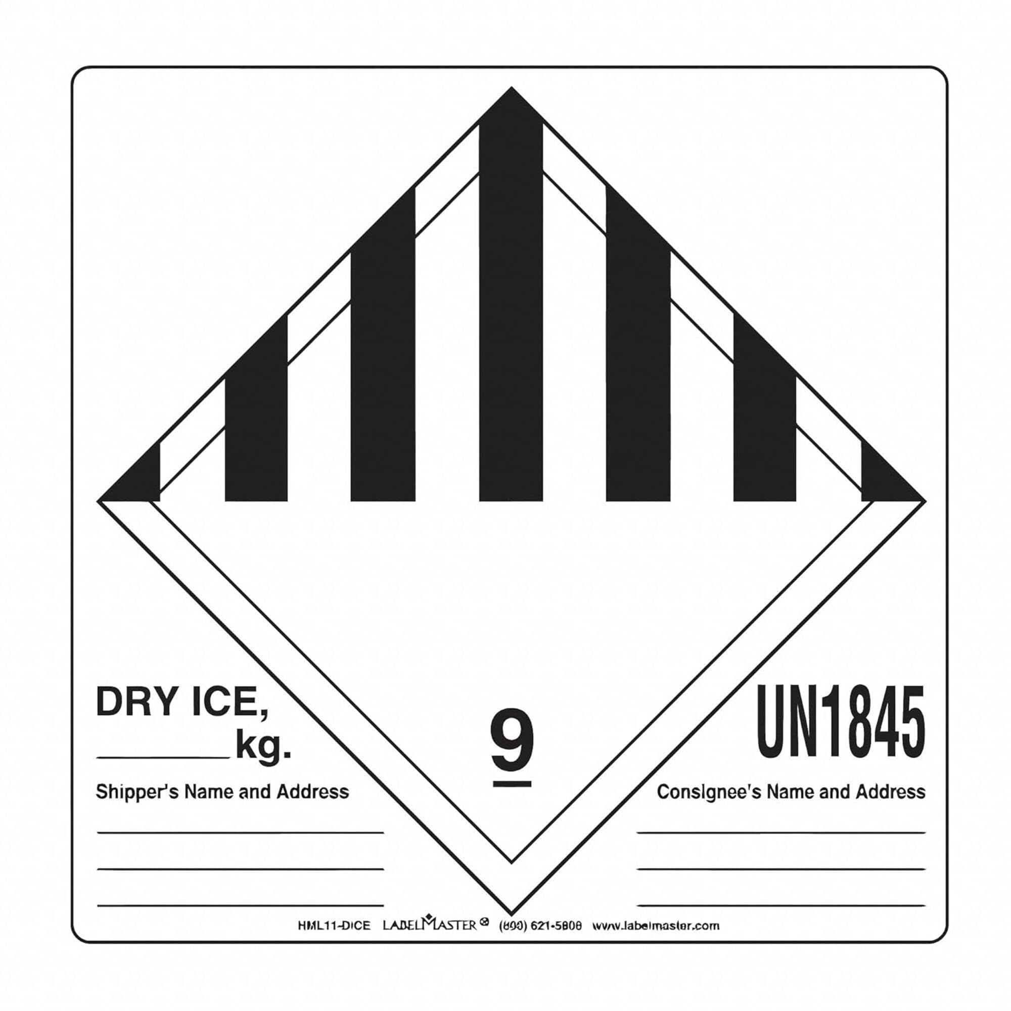 Labelmaster HML11-DICE Dry Ice Label, Hazmat, 4.75" x 4" (Pack of 500)