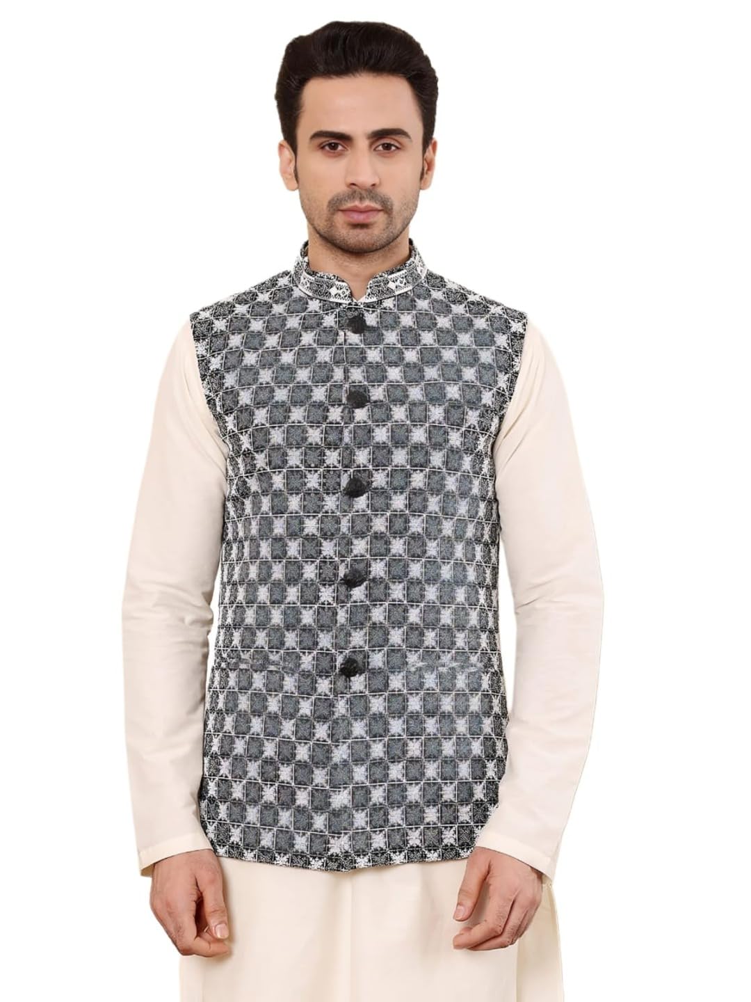 ms multi shades Men's Woven Design Embroidered Nehru Jacket-picture-45