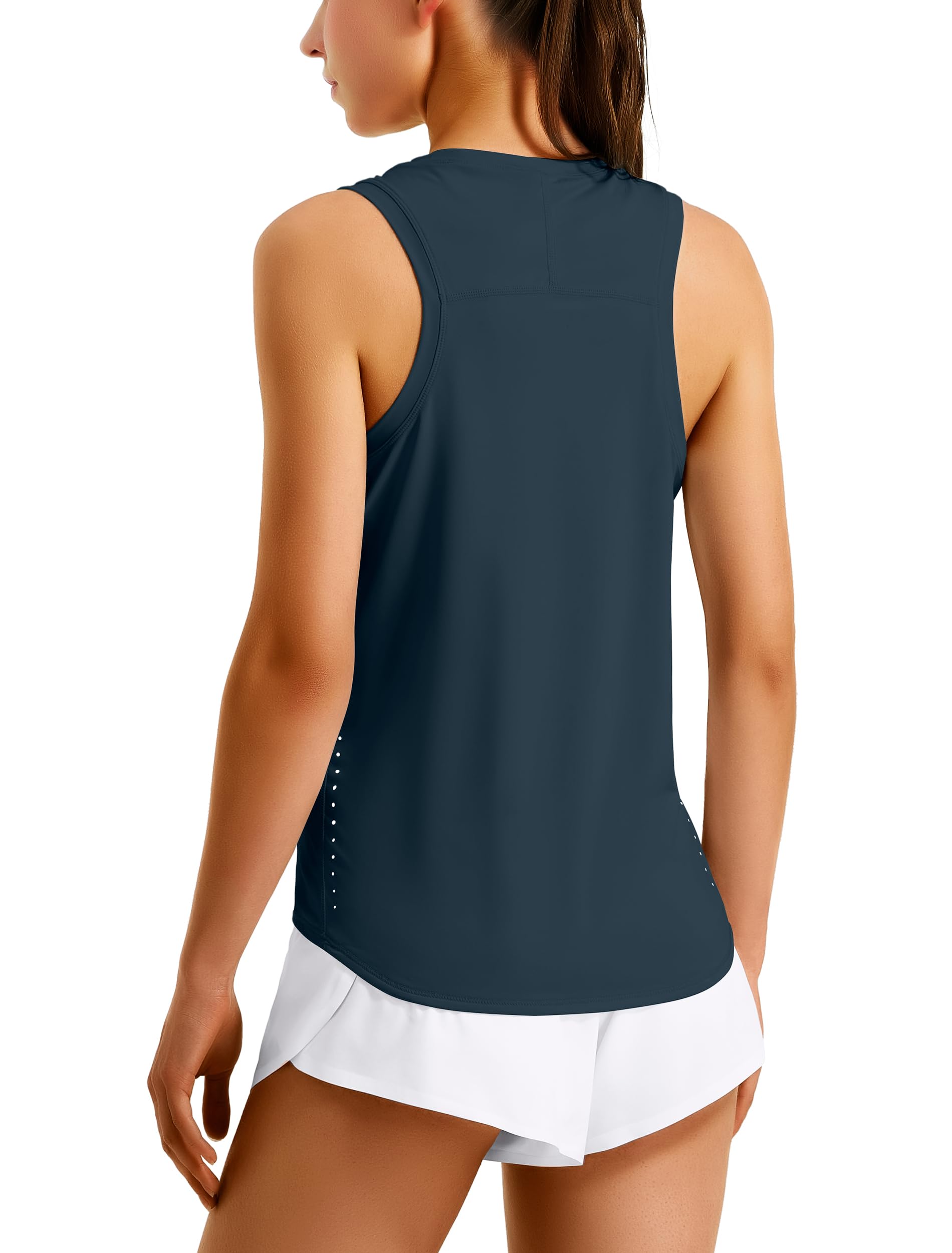 Hugut Women's Lightweight High Neck Workout Racerback Athletic Tank Tops | Quick Dry, Breathable, Moisture-Wicking, Soft, Loose-Fit Sleeveless Shirts for Running, Tennis, Golf, Yoga and Gym