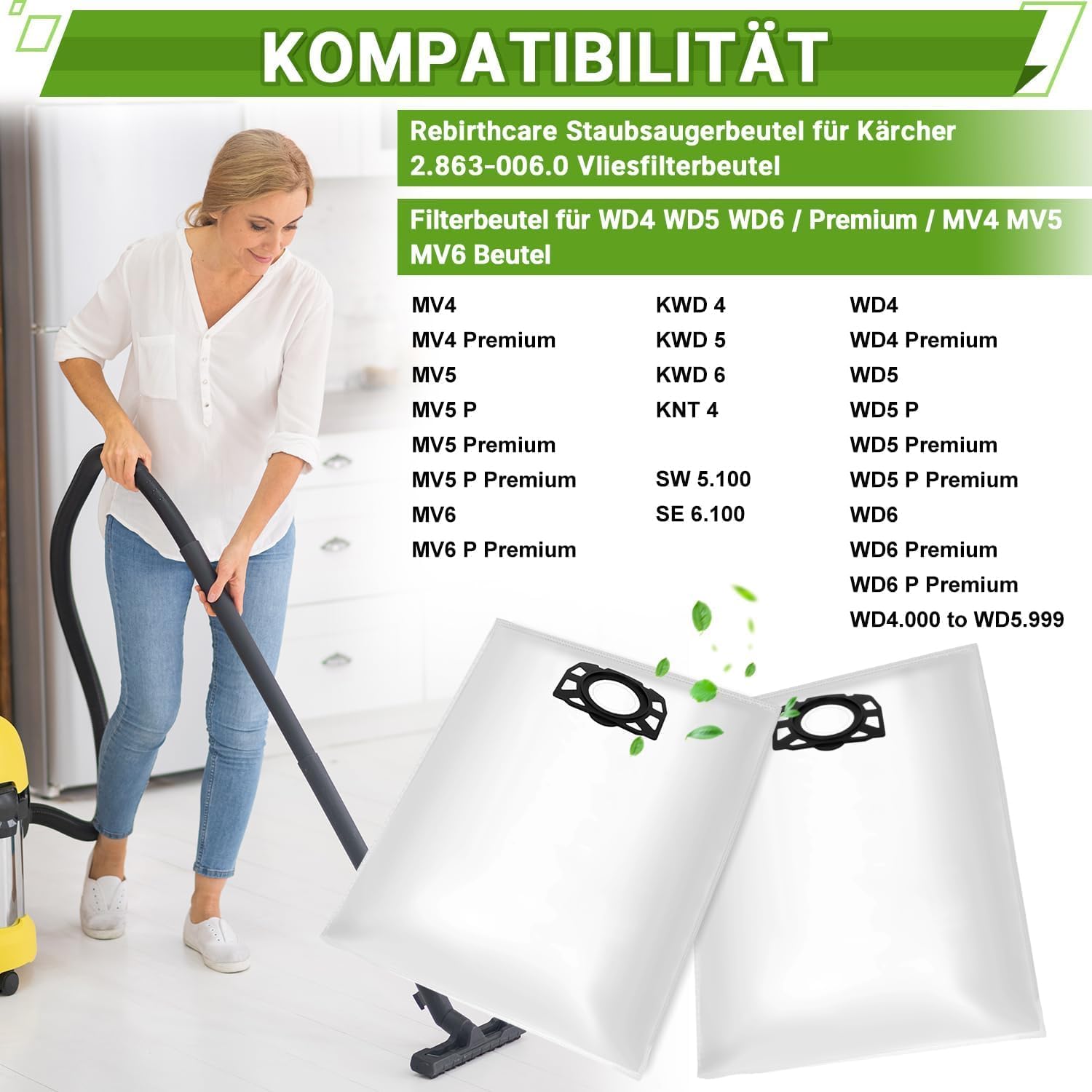 12 Sacchetti Per Aspirapolvere Kärcher 2.863-006.0 – Filtro In Vello 5 Strati Per WD4, WD5, WD6, MV4, MV5, MV6 E Modelli KWD, KNT - 5