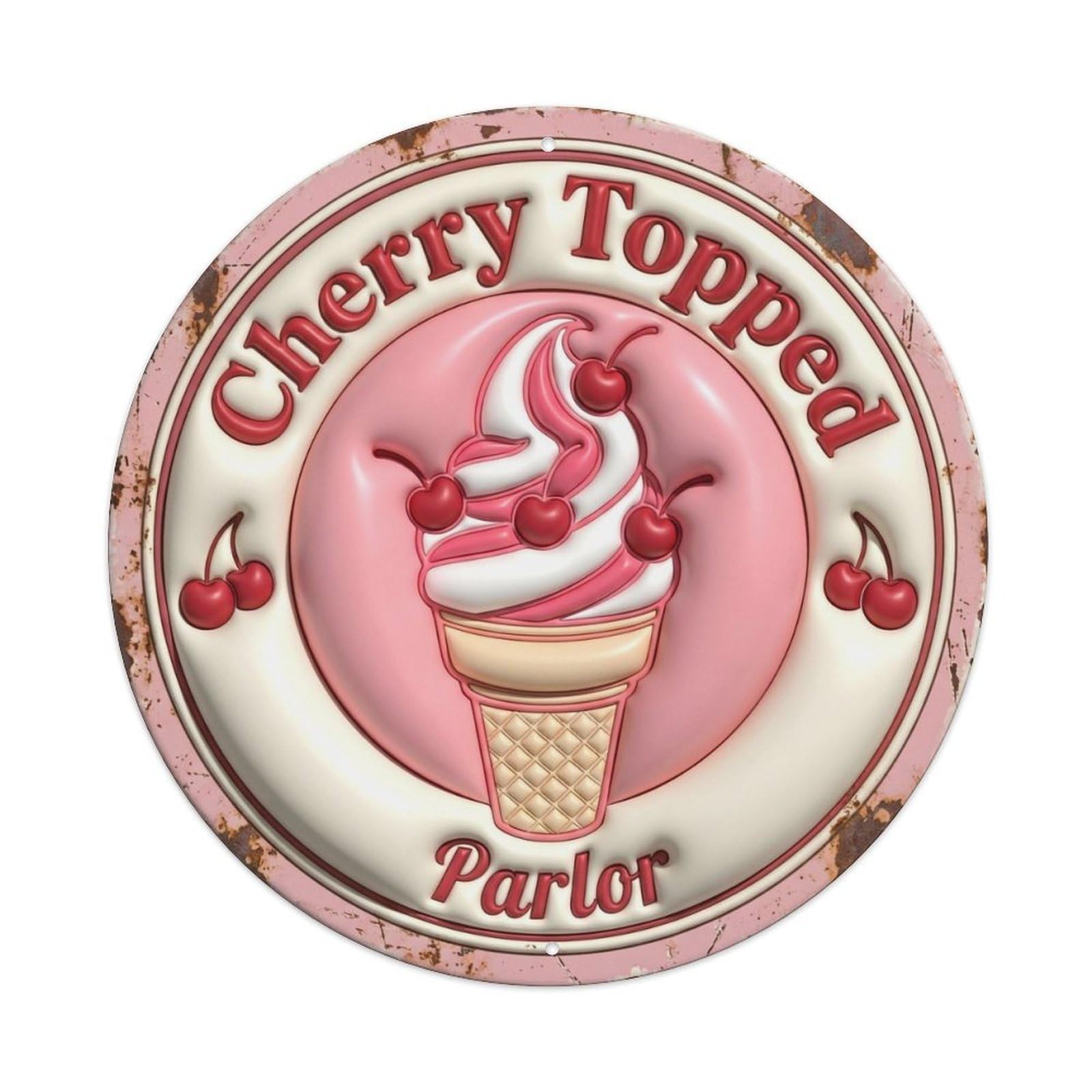 Cherry Topped Parlor Classic Metal Tin Sign