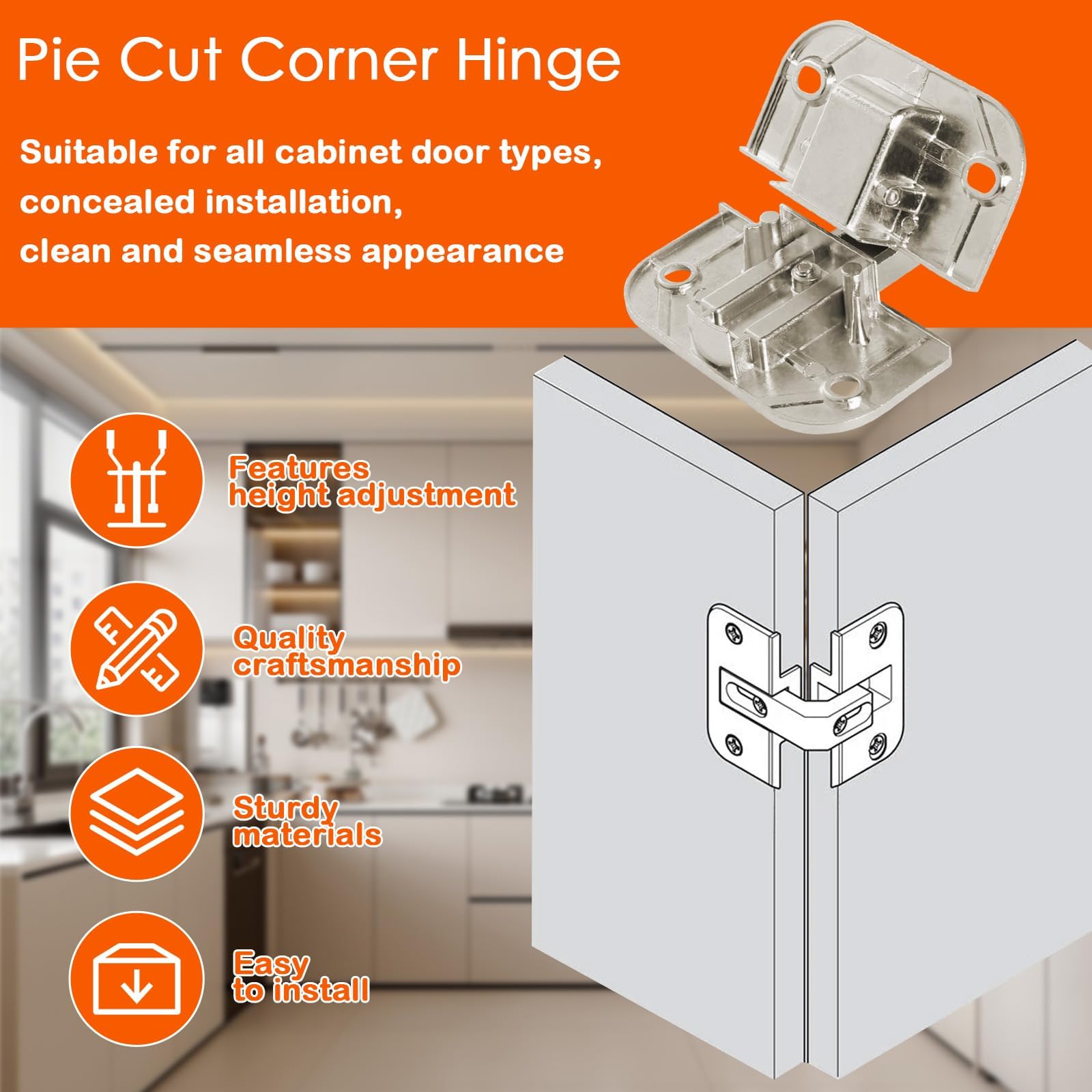 Corner Cabinet Hinges - 2 Pack -3
