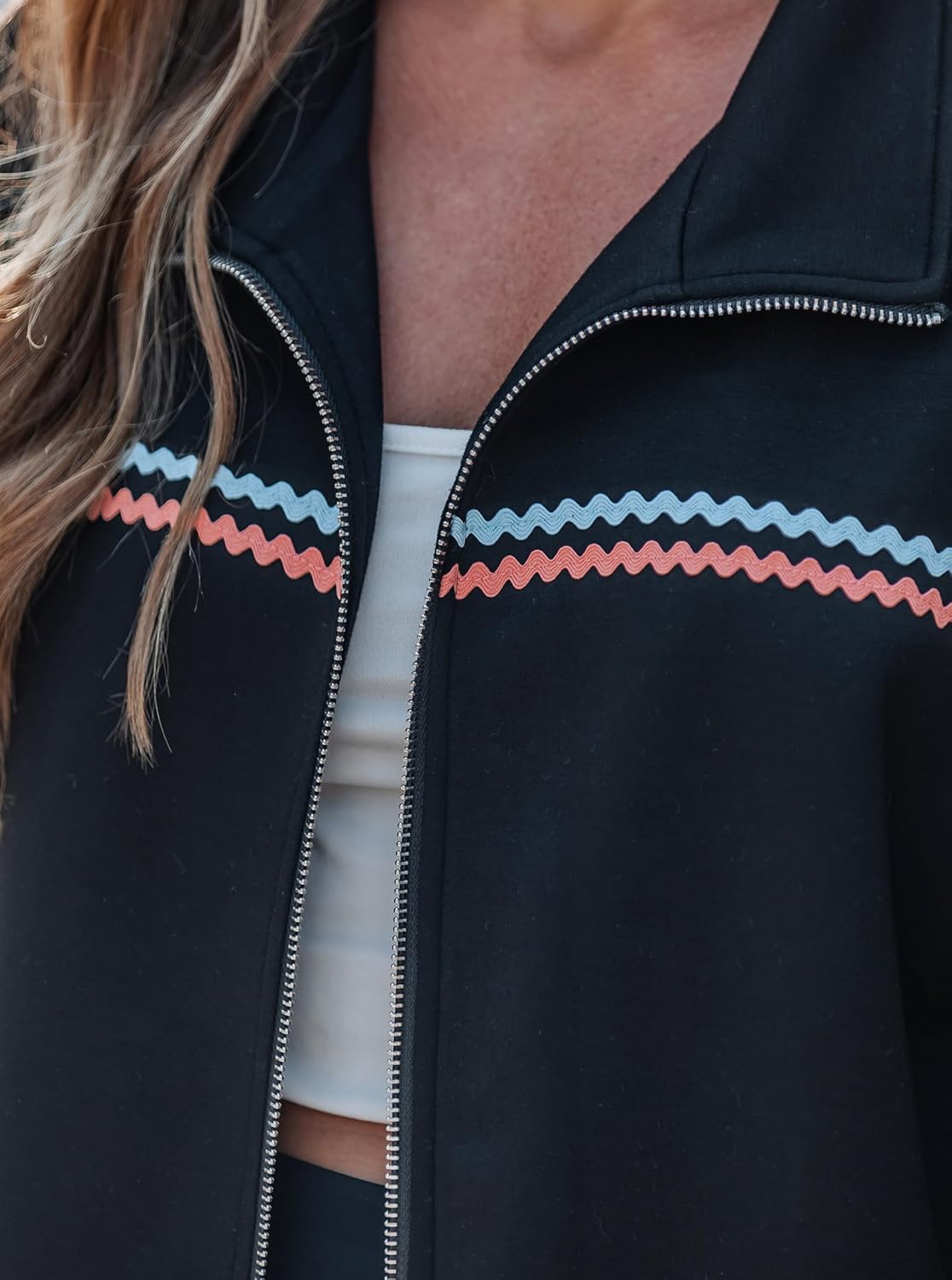 popvil Zip Up Sweatshirt for Women Long Sleeve Stand Neck Comfort Fall Outfits Hoodless Fashion Jacket 2025 - Image 4