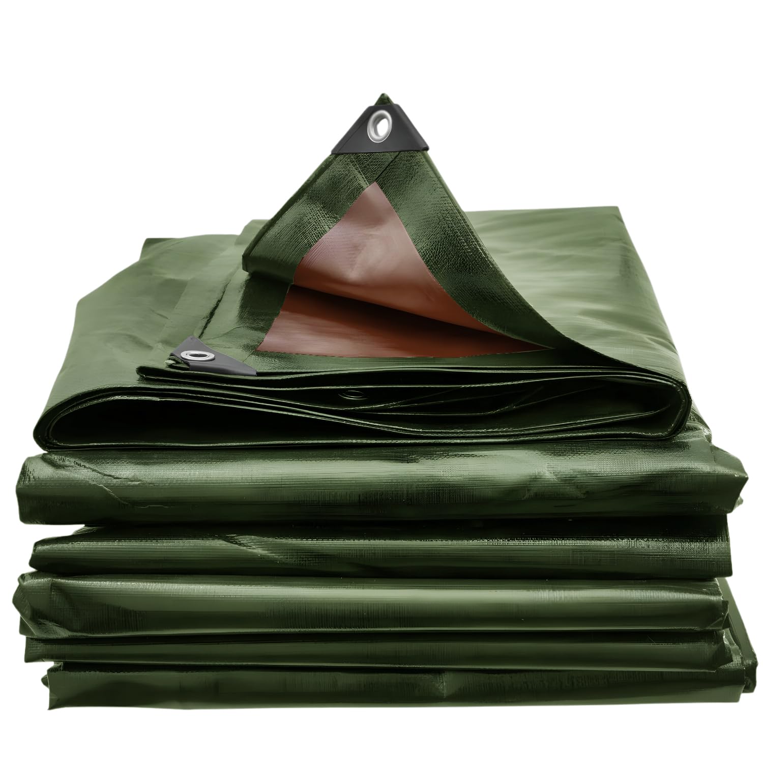 B2c Green / Brown Waterproof Tarpaulin Cover 200Gsm – Green/Brown Reversible Tarp With Aluminium Eyelets For Ground Sheet, Garden, Storage & Construction (3M X 3M)