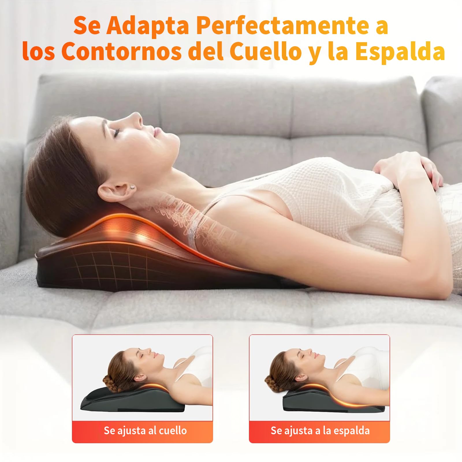 Masajeador de cuello con calor y vibración, masajeador de espalda con 3 niveles de calor y 3 intensidades, masajeador Shiatsu para oficina, hogar y coche, para alivio del dolor específico 38 x