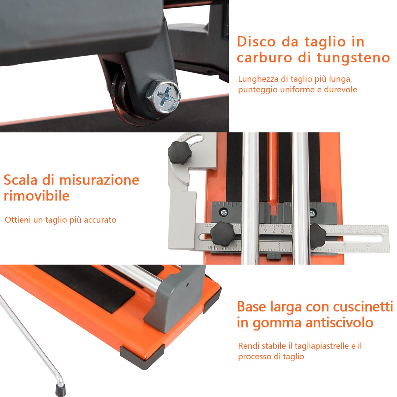 COSTWAY Tagliapiastrelle Manuale Professionale di 61 cm, diagonale di 40,5cm, con scala graduata Precisa rimovibile, rotella di taglio in carburo di tungsteno, per piastre di pavimento e soffitto